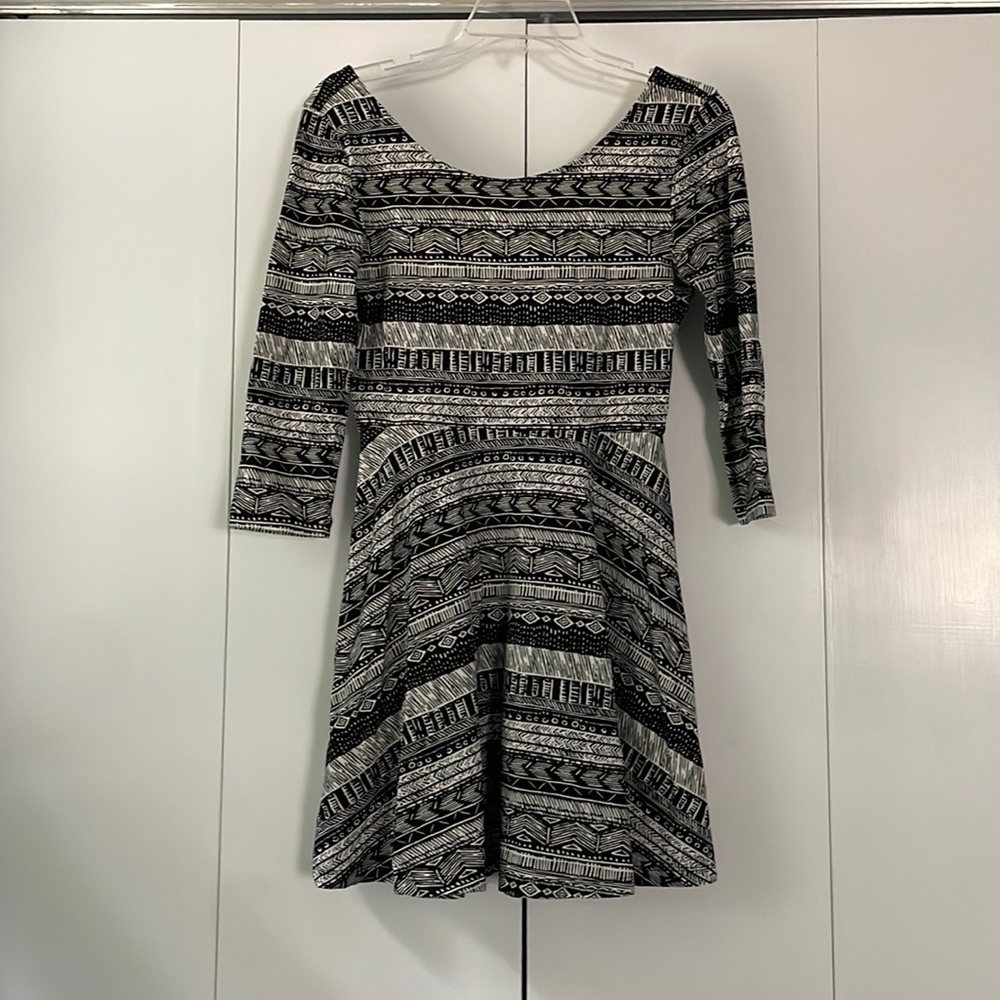 Scoop back Black and White Forever 21 Skater Dress